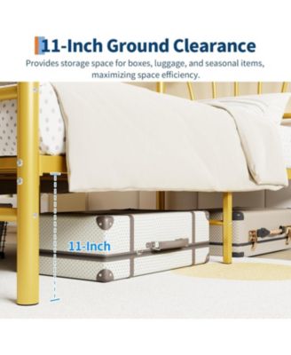 Twin Kids Bed Frame with Headboard & Footboard, Heart-Shaped Metal Platform Bed, Heavy-Duty Steel Slats, Quiet Design, No Box Spring