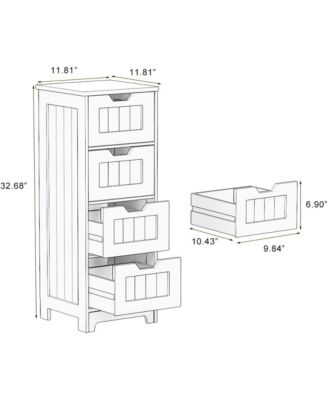 Bathroom Floor Cabinet, Freestanding Storage Organizer with 4 Drawers for Living Room, Laundry and Entryway