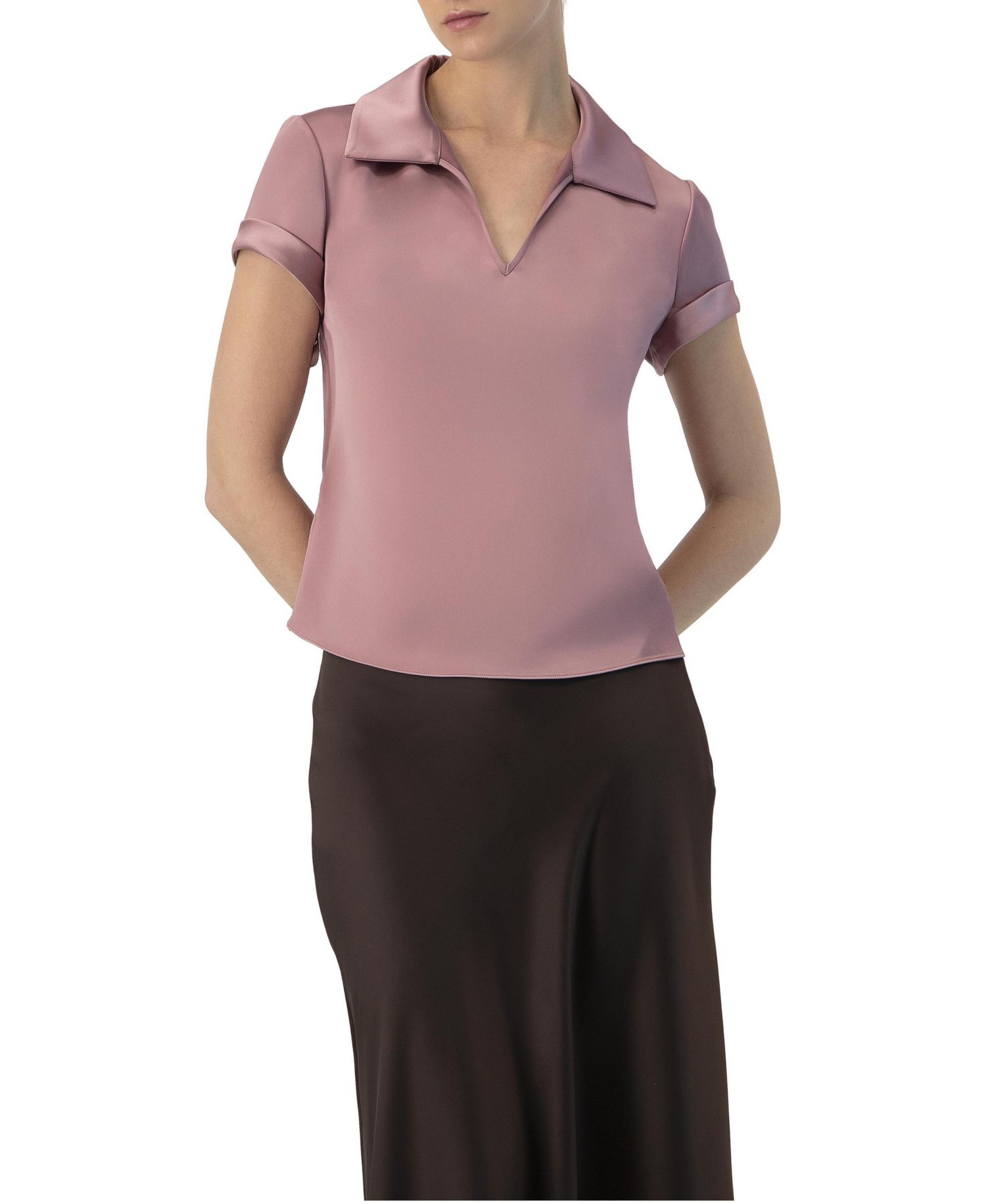 Women's Plain Short Sleeve Blouse with Shirt Collar