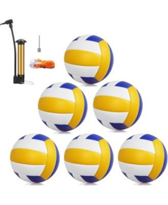 Pack of 6 Official Size 5 Volleyballs with Premium PU Leather and Soft Touch Surface Includes Ball Pump Inflation Needle and Mesh Bag