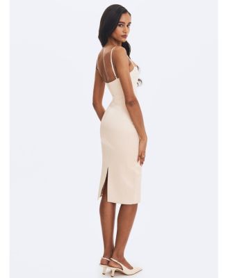 Women's Gracie Butter Ruched Satin Midi Dress