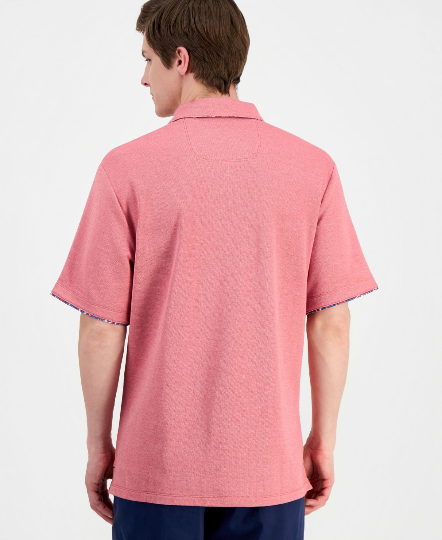Мужское поло Tommy Bahama Geo Rio 5 O'Clock Short-Sleeve Polo Shirt, цвет: Малиновый винный меланжевый — фото 2