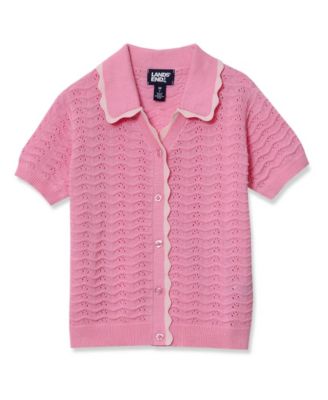 Lands End Girls Short Sleeve Collared Sweater - Prism pink 32$