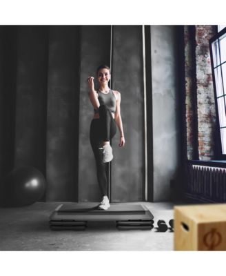 Aerobic Exercise Adjustable Step Platform, Health Club Size, with 4 Risers - Gray