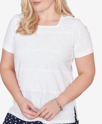 Women's Port Side Layered Dot Square Neck Top