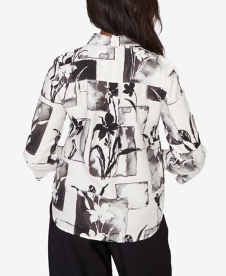 Women's Crowd Pleaser Floral Patchwork Button-Front Top