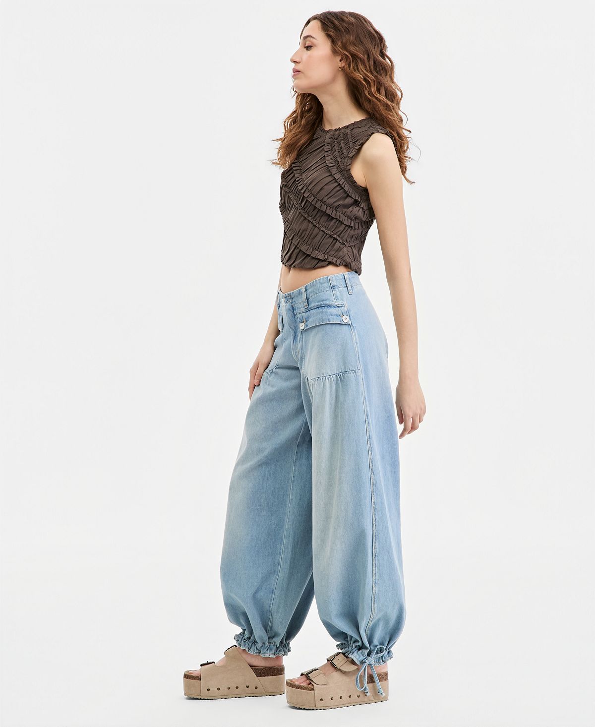 Free People Women's Lotus Tie Hem Balloon Jeans view 3 — MAYCSS fashion products
