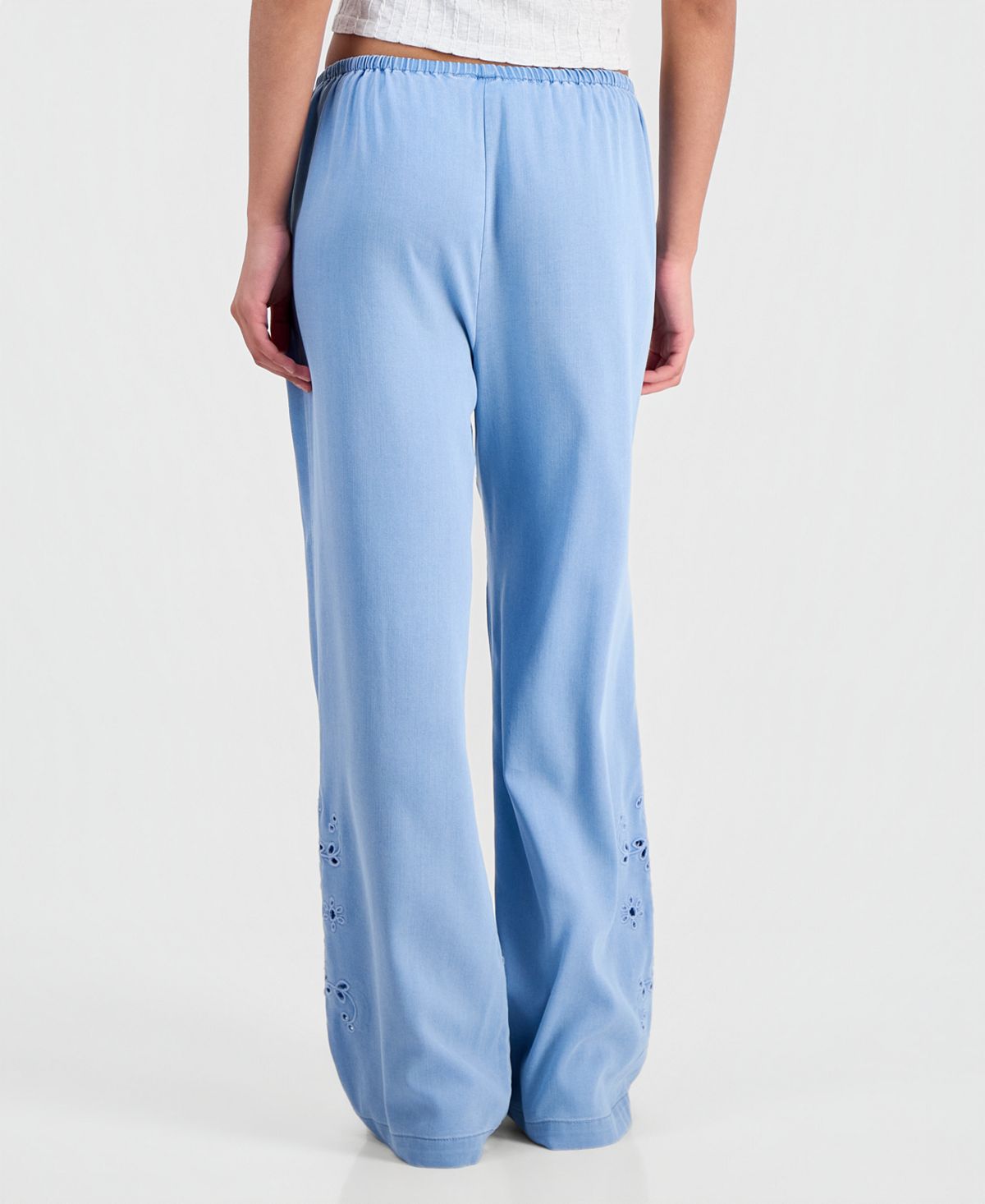Indigo Rein Juniors' Chambray Eyelet-Hem Drawstring Pants view 3 — MAYCSS fashion products