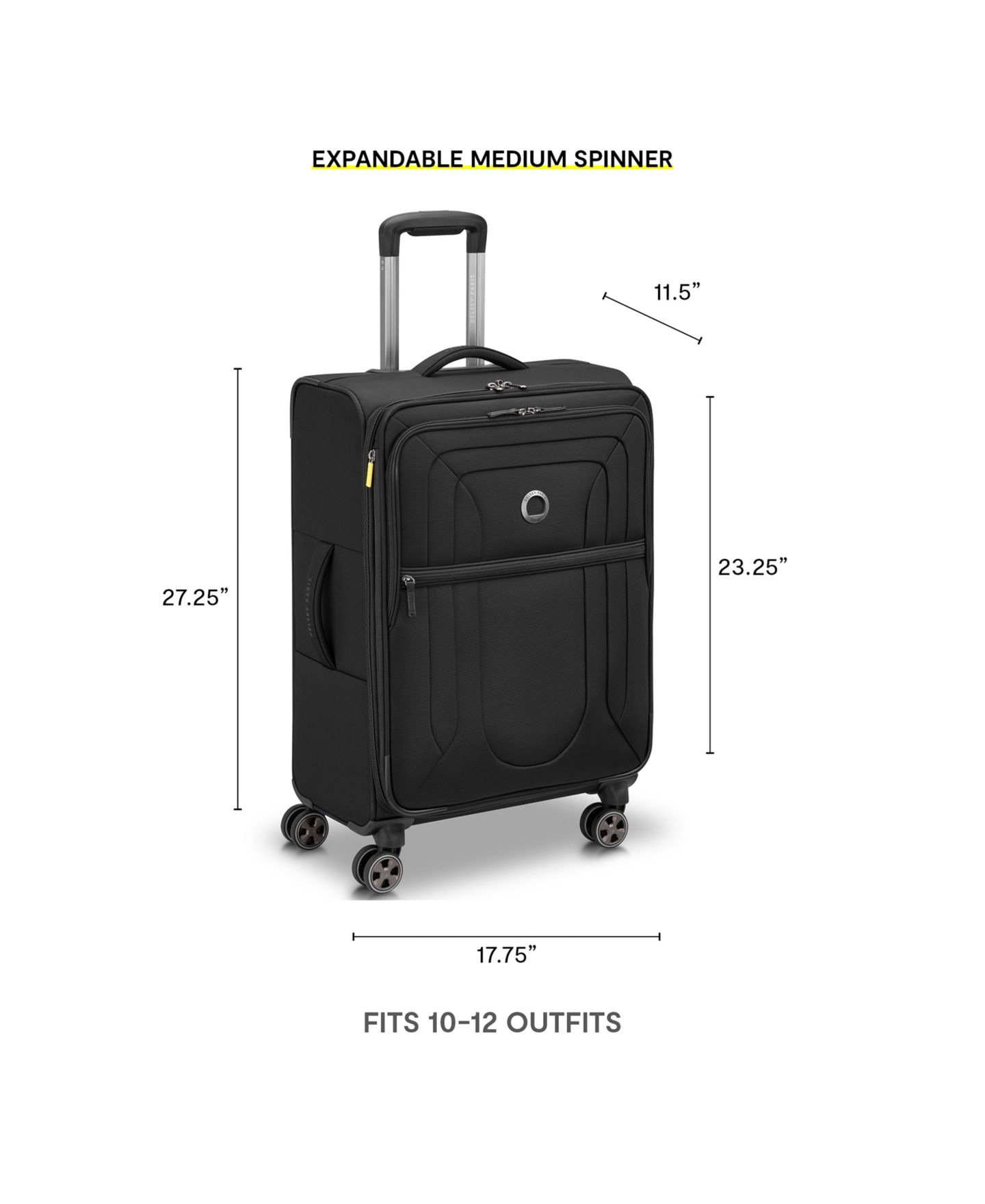 Чемодан Delsey Paris Shadow DLX Medium Check-In Spinner, цвет: Чёрный — фото 2