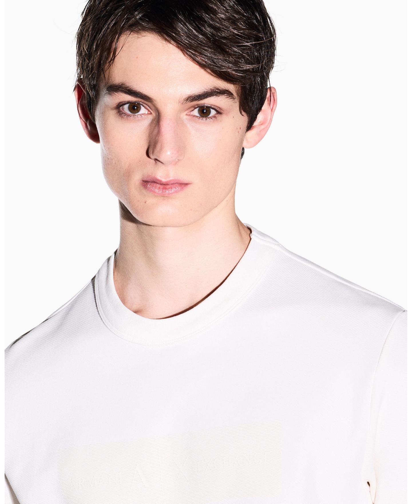 Мужской свитер A|X Armani Exchange White Edition Short Sleeve Layered, цвет: Кремовый — фото 4