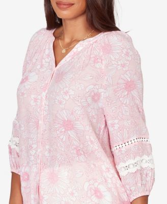 Petite Floral Silky Gauze Peasant Top
