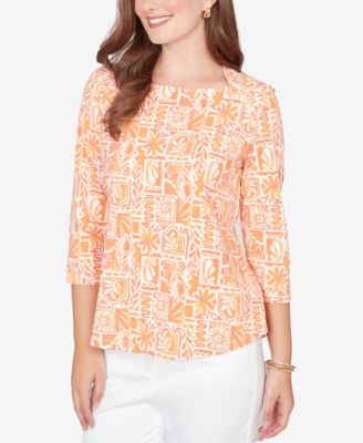 Petite Seashell Patchwork Knit Top