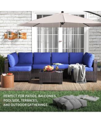 Patio Funiture Set 7 Pieces Outdoor Rattan with Detachable Soft Cushions Patio Conversation Sets Waterproof Patio Sectional Sofa