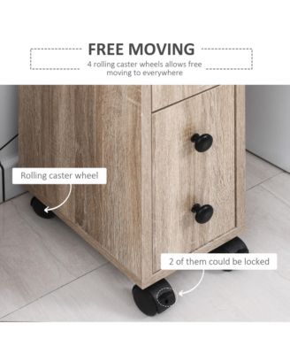 Bathroom Cabinet - Freestanding Storage Cabinet with 4 Wheels, 1 Open Shelf, 1 Drawer 1 Door Cabinet