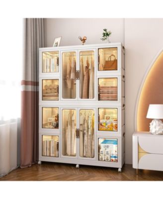 12 Magnetic Doors, 2 Hanging Rods & 16 Hangers Portable Wardrobe Closet