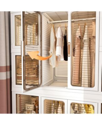 12 Magnetic Doors, 2 Hanging Rods & 16 Hangers Portable Wardrobe Closet