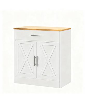 Farmhouse Coffee Bar Cabinet - 1 Drawer, 2 Doors, Adjustable Shelves