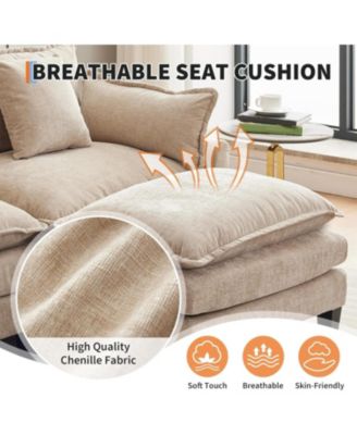 112" Modular Sectional Sofa, U-Shape Cloud Couch/Deep Seat/Armrest/Plush Corduroy Fabric, No Assembly Required, Space-Saving