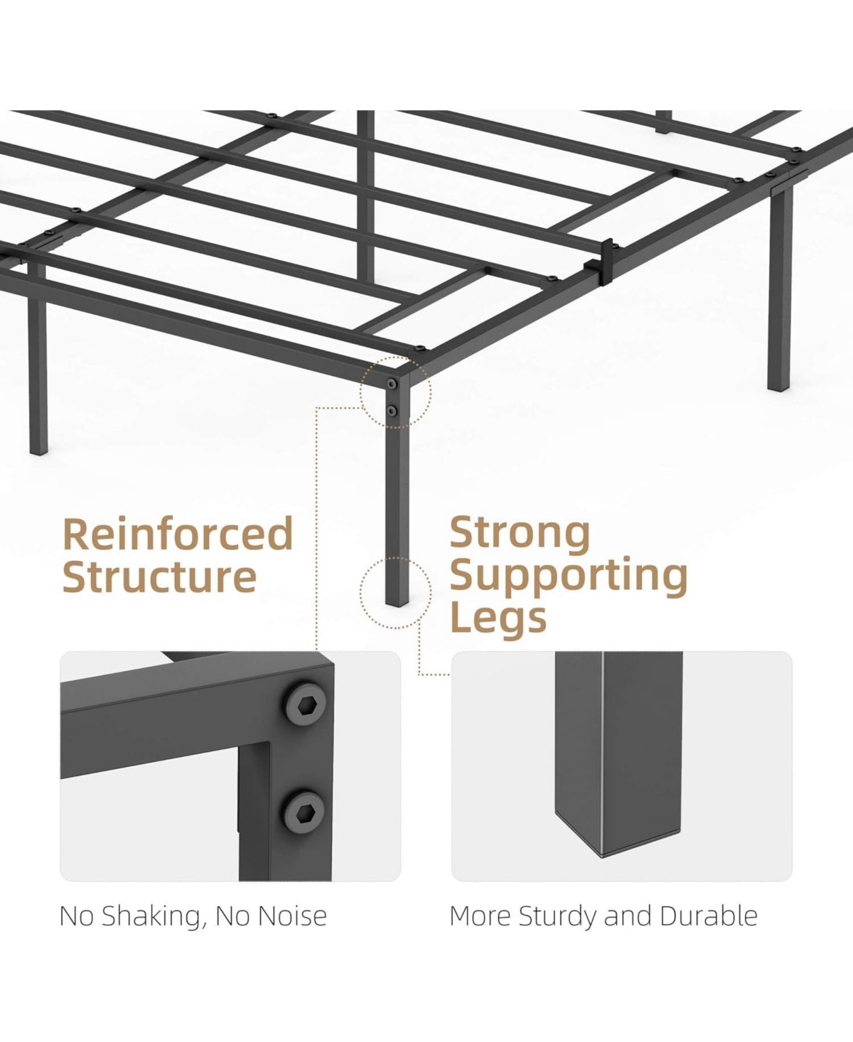 gaomon Queen Metal Platform Bed Frame, Heavy Duty Steel Slat Support with 13.8" Height, Queen Size