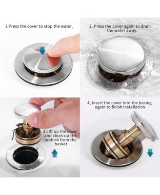 Bathroom Sink Drain - Pop-Up Drain Stopper, Anti-Clogging Design with Strainer Basket for Vanity, Lavatory, and Basin