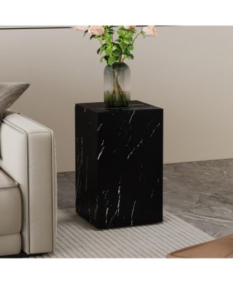  Black Marble Texture MDF Coffee Table - Luxurious Design, Rectangular Accent.