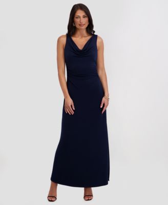 Women's Draped Cowlneck Sleeveless Maxi Dress