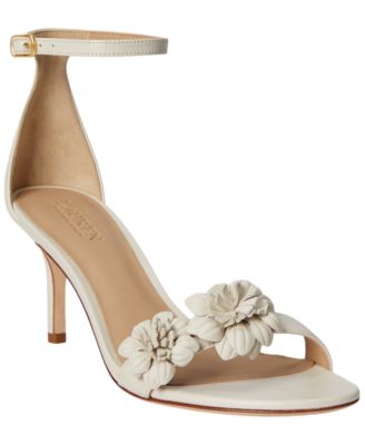 Women's Allie Mid-Heel Floral-Trim Sandals