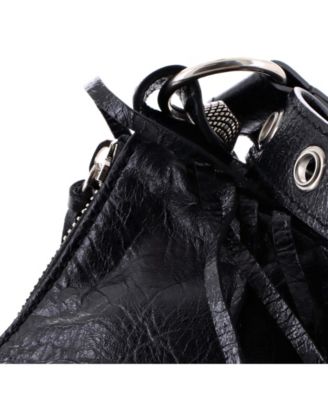 XS Le Cagole Giant Studs Fringe Shoulder Bag Leather