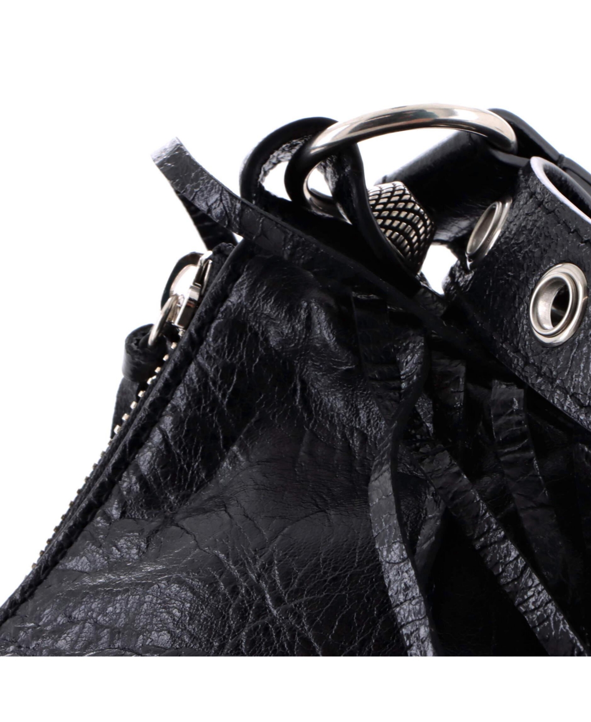 Pre-Owned Balenciaga Xs Le Cagole Giant Studs Fringe Shoulder Bag Leather