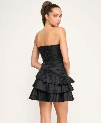 Juniors' Strapless Shirred Bodice Dress