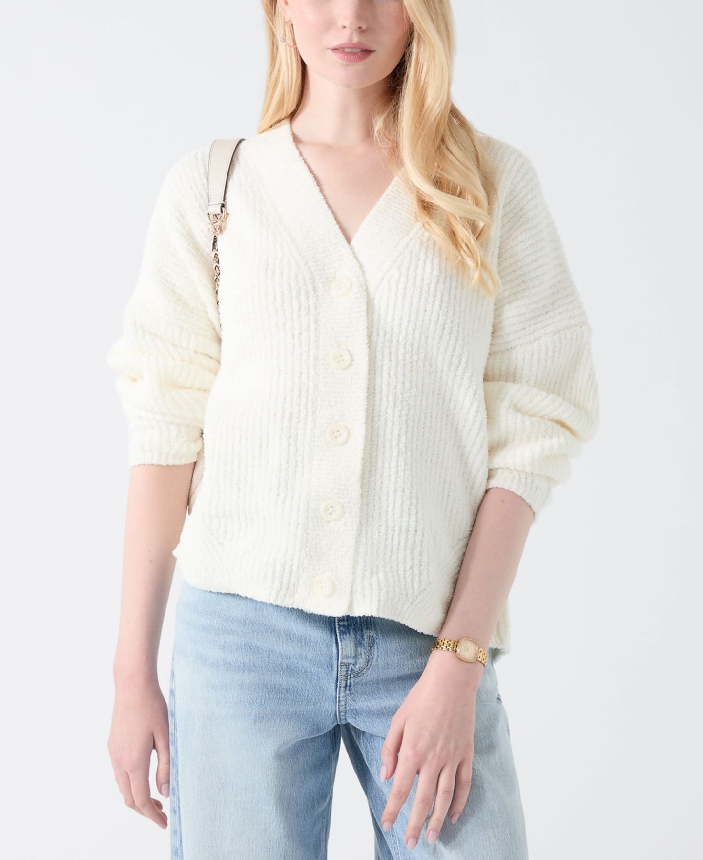 Женский кардиган GUESS Lana Oversized Long-Sleeve, цвет: Белый — фото 1