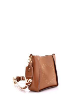 Mini Logo Crossbody Bag Perforated Faux Leather