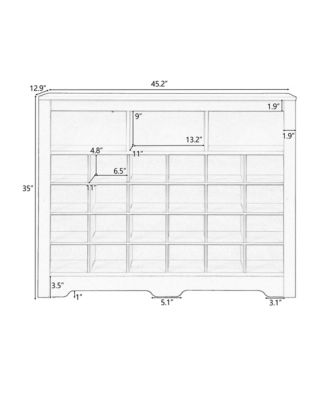 Sleek Design 24 Shoe Cubby Console, 5-Tier Storage Cabinet with Curved Base, Freestanding Shoe Organizer for Hallway, Living Room