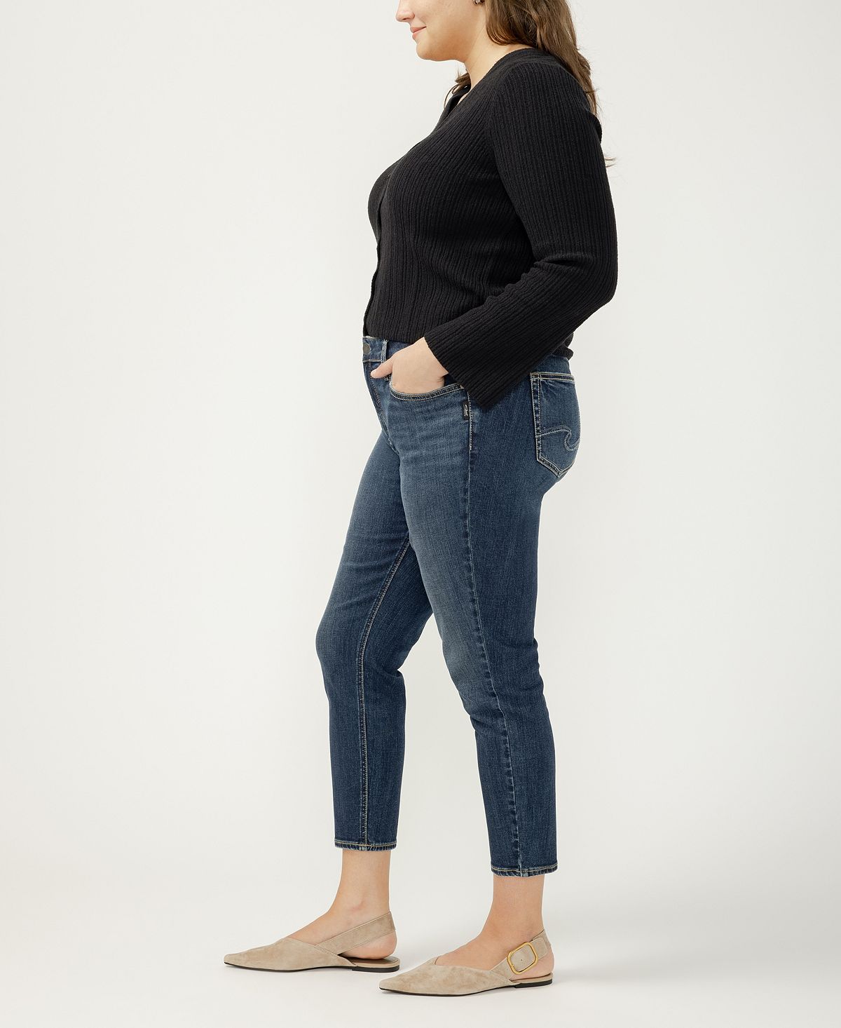 Silver Jeans Co. Plus Size Elyse Skinny Cropped Jeans view 4 — MAYCSS fashion products