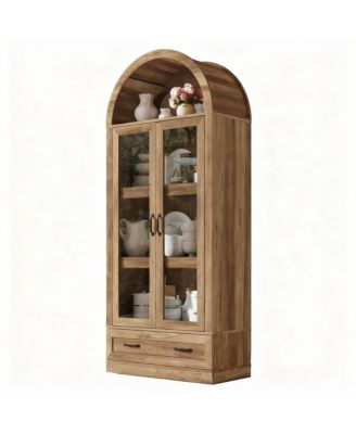 75" Tall Arched Farmhouse Cabinet with Load-bearing Steel Pipe for Kitchen & Living