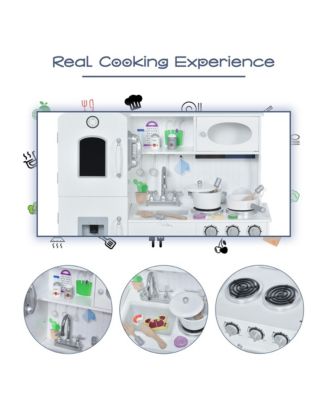 Kids Kitchen Playset with Accessories Storage and Water Dispenser