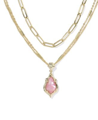 Adriana Scallop Frame Multi Strand 14k Gold Over Brass Necklace