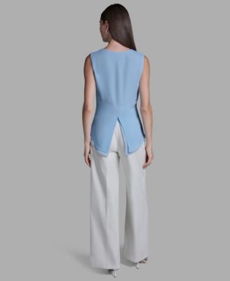 Women's V-Neck Lace Detail Pull-On Top