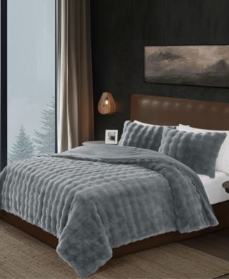 Bubble Faux Fur 3-Pc. Comforter Set, Full/Queen