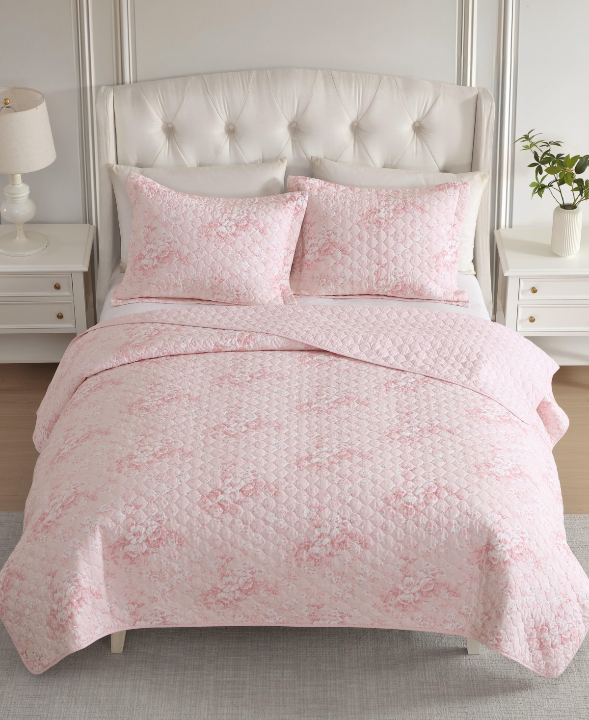 Laura Ashley Toile Delightful Reversible -Pc. Quilt Set