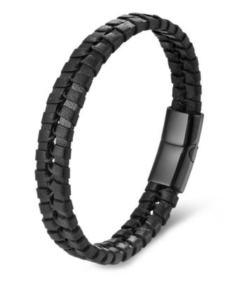 Men's Axion Leather & Stainless Steel Bracelet