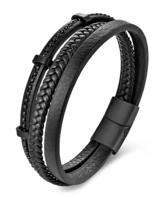 Men's Ardent Leather & Stainless Steel Bracelet