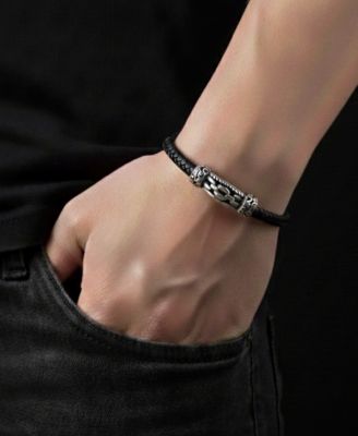 Men's Nexara Leather & Stainless Steel Bracelet