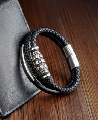 Men's Mortis Leather & Stainless Steel Bracelet