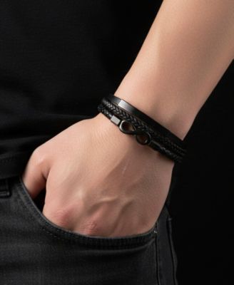 Men's Corvian Leather & Stainless Steel Bracelet