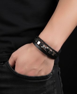 Men's Stainless Steel & Corvian Leather Bracelet