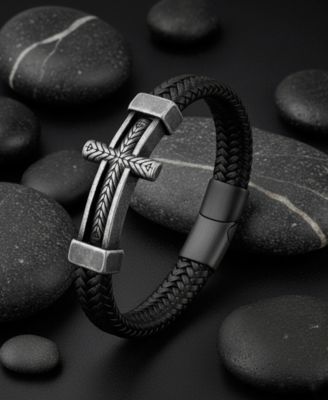 Men's Crucible Leather & Stainless Steel Bracelet