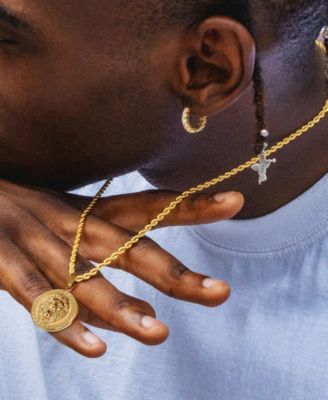 Men's Lion Kingdom Coin Pendant Necklace in 18k Gold Plated