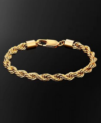 Men's Stainless Steel Twisted Rope Chain Bracelet in 18k Gold Plated