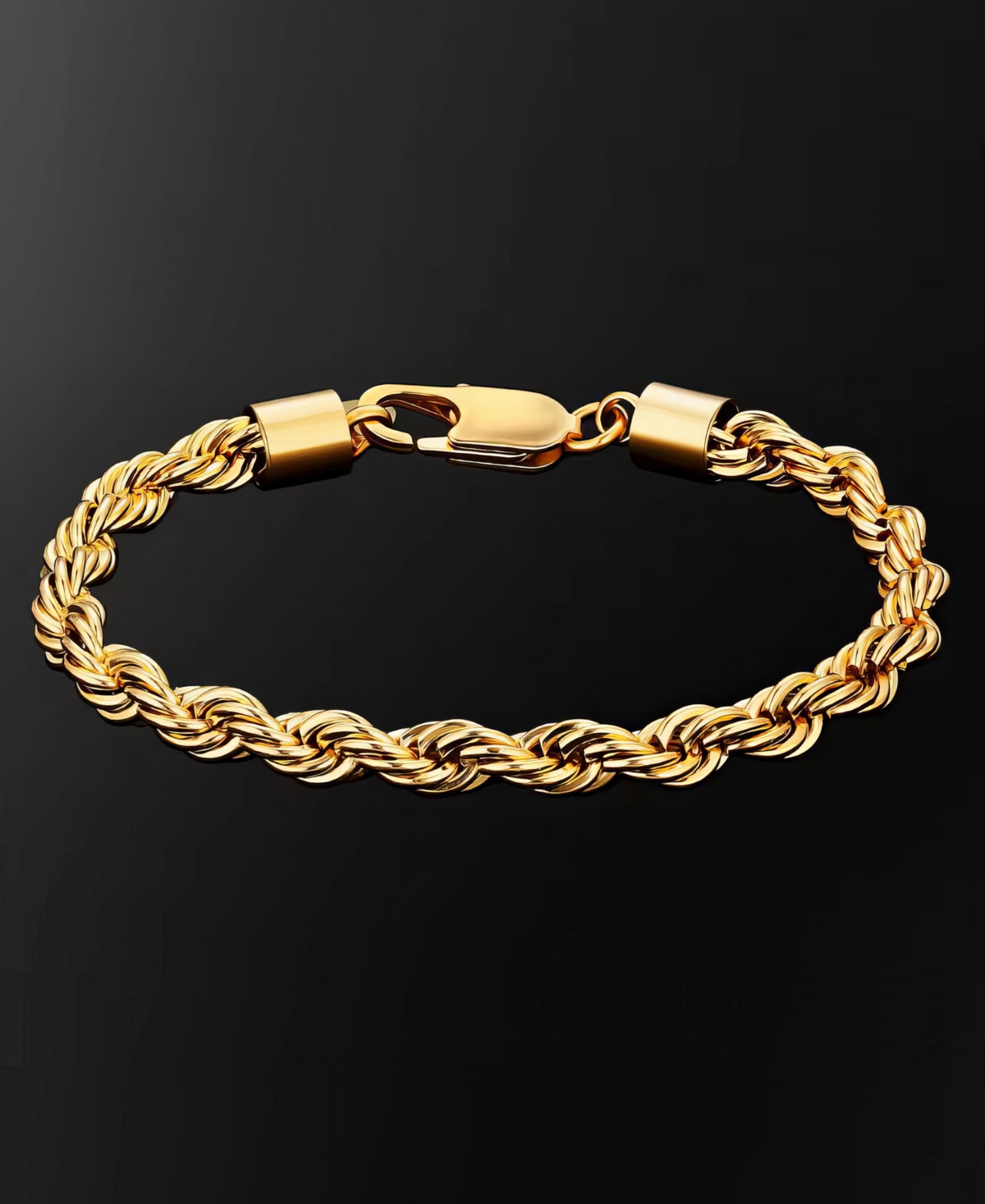Rhona Sutton Men's Stainless Steel Twisted Rope Chain Bracelet in 18k Gold Plated